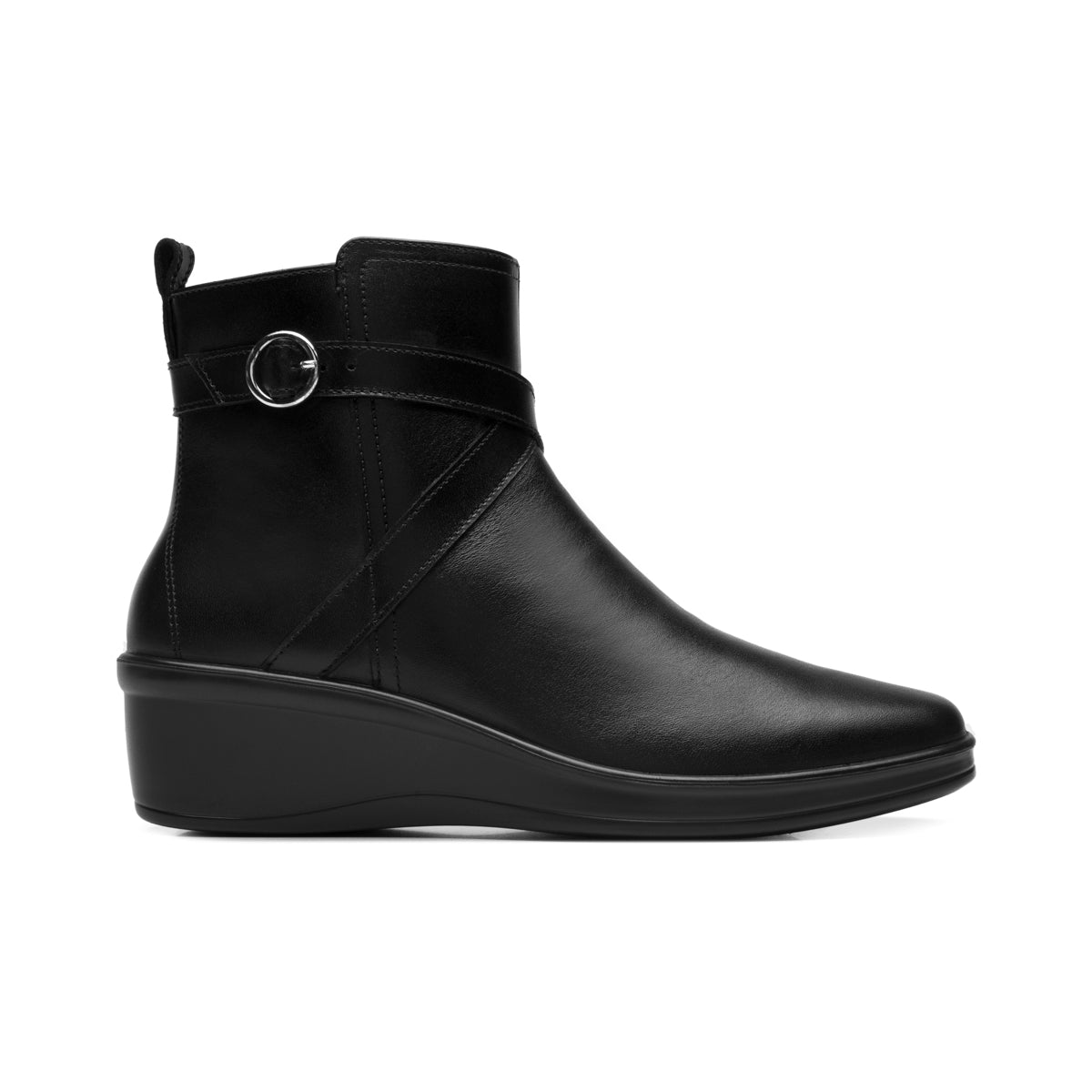 Botín De Piel Con Cuña Flexi para Mujer Estilo 136711 Negro