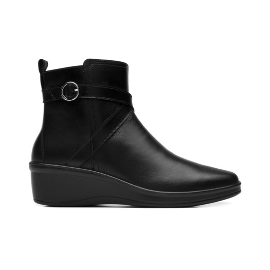Botín De Piel Con Cuña Flexi para Mujer Estilo 136711 Negro