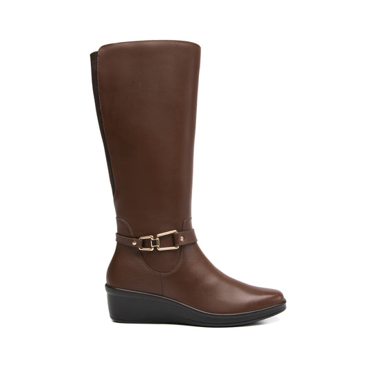 Bota Con Cuña Flexi para Mujer Estilo 136712 Dark Tan