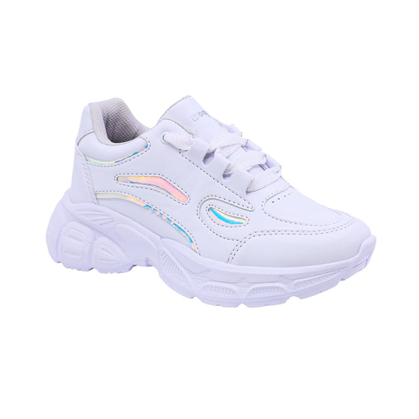 TENIS COQUETA PARA NIÑA COLOR BLANCO DE SINTÉTICO PAMELA CON AGUJETA
