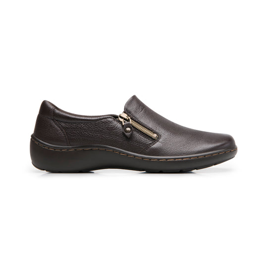 Mocasín Confort De Piel Flexi para Mujer Estilo 138109 Café