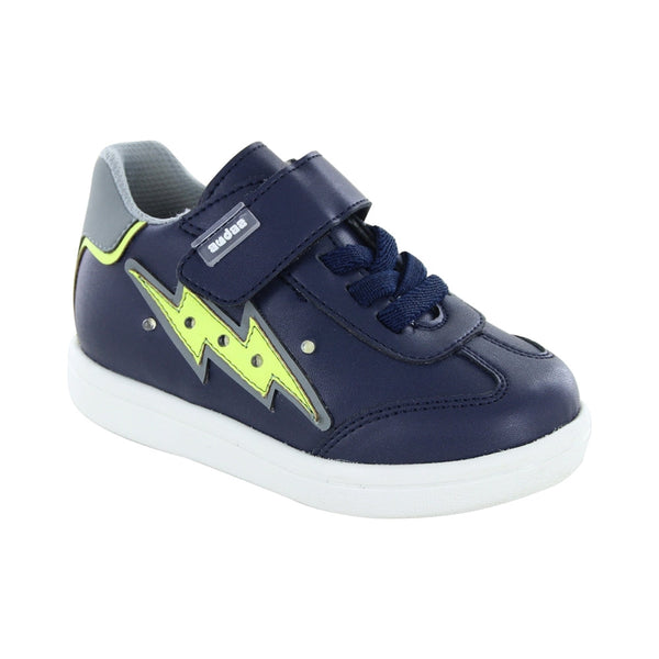 Tenis Audaz para niño en sintético azul Smith con diseño de rayo