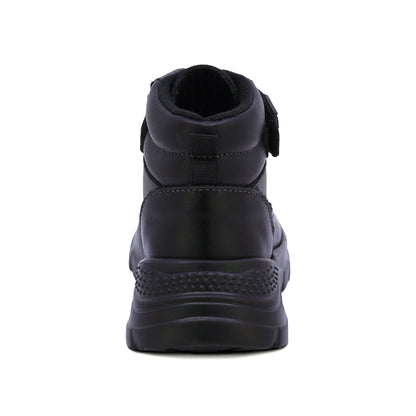 BOTA AUDAZ PARA NIÑO DE PIEL COLOR NEGRO SUELA NEMO CON TIRA DE CONTACTO