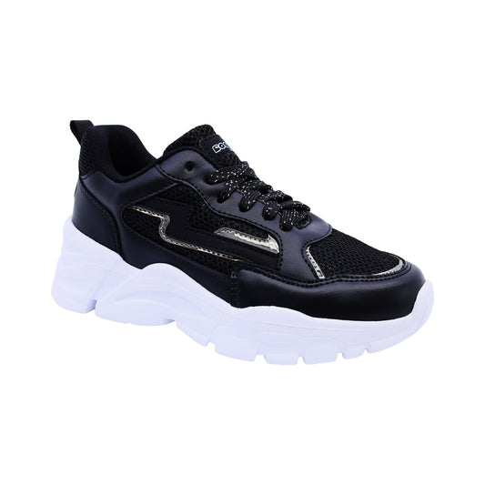 Tenis para niña Coqueta de material sintetico color negro Twenty four con plantilla confortable