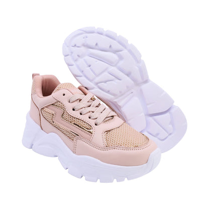 Tenis para niña Coqueta de material sintetico color beige Twenty four con plantilla confortable
