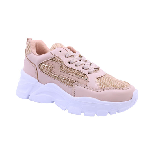 Tenis para niña Coqueta de material sintetico color beige Twenty four con plantilla confortable