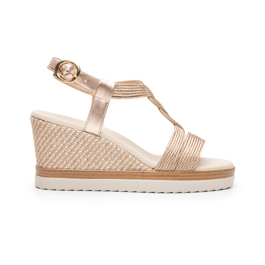 Sandalia De Plataforma Flexi para Mujer Estilo 139901 Oro Rosa