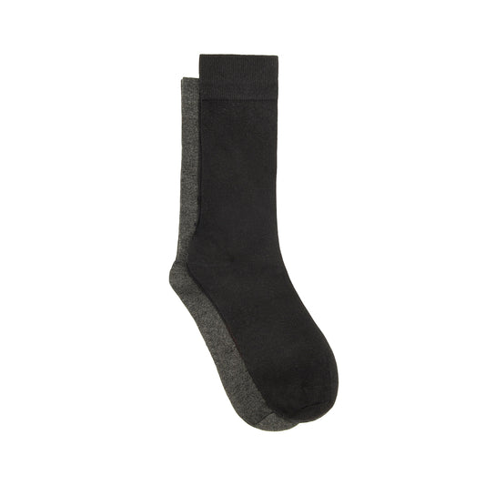 2-Pack Calcetín Largo Básico Flexi para Hombre Estilo 090510 Negro Y Gris