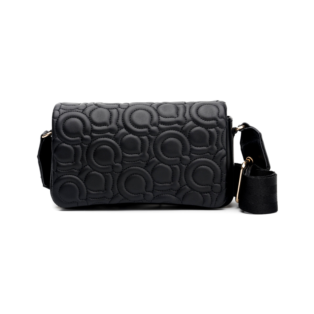 Bandolera Quirelli para Mujer con Piel Suave Bordada Estilo 020701 Negro