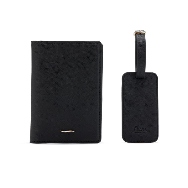 Set De Portapasaporte Y Tag Para Maleta Flexi para Mujer Estilo 9960C6-310 Negro