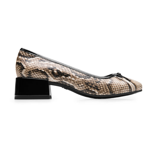 Zapatilla De Tacón Flexi para Mujer Estilo 143201 Víbora Beige