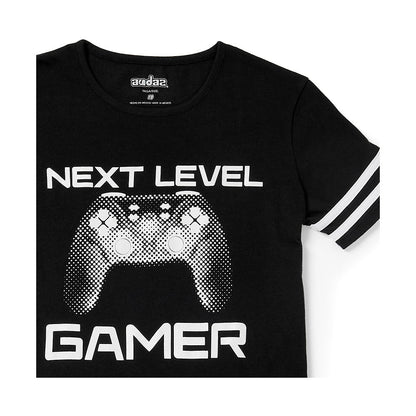 Playera Audaz para niño de algodón negro con estampado gamer