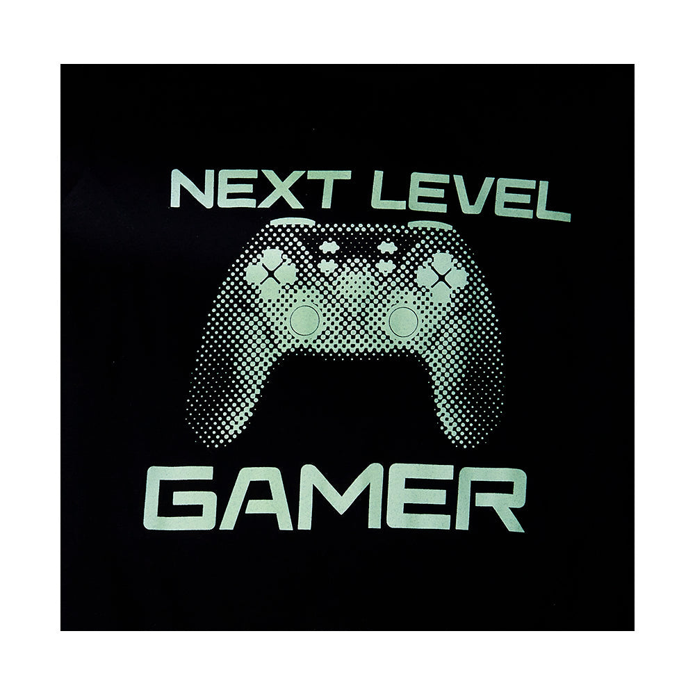 Playera Audaz para niño de algodón negro con estampado gamer