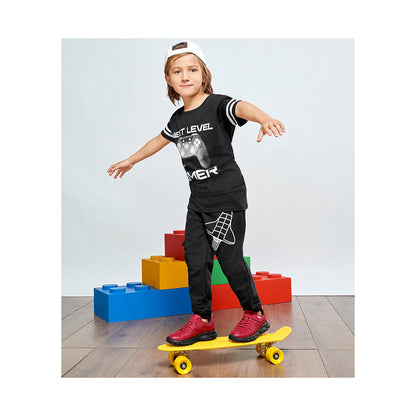 Playera Audaz para niño de algodón negro con estampado gamer