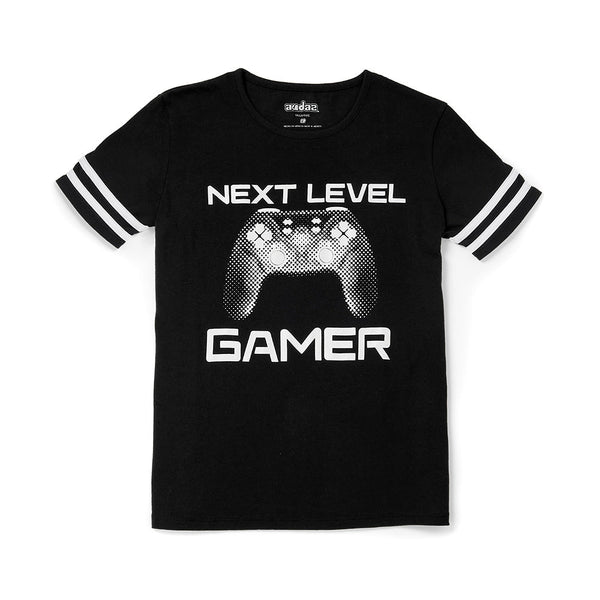 Playera Audaz para niño de algodón negro con estampado gamer