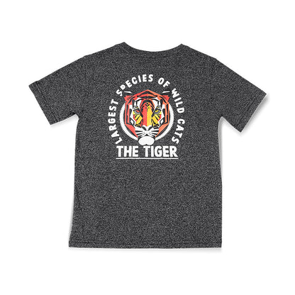 Playera Audaz para niño de algodón gris con estampado de tigre