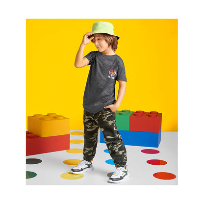 Playera Audaz para niño de algodón gris con estampado de tigre