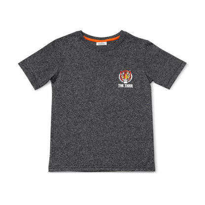 Playera Audaz para niño de algodón gris con estampado de tigre