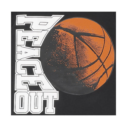 Playera Audaz para niño de algodón negro con estampado de basquetbol