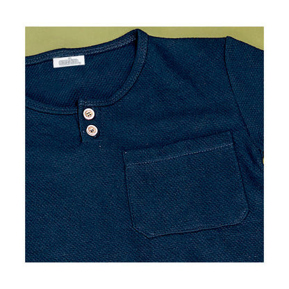 Playera Audaz para niño de algodón en  azul con botones y bolsillo