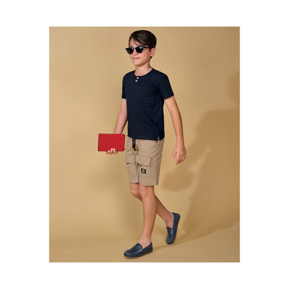 Playera Audaz para niño de algodón en  azul con botones y bolsillo