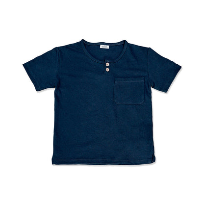 Playera Audaz para niño de algodón en  azul con botones y bolsillo