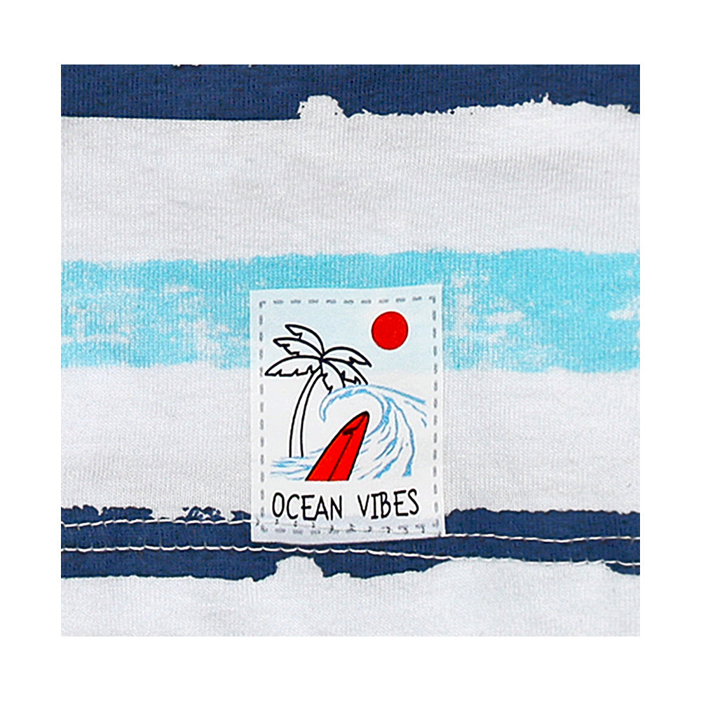 Playera Audaz para niño de algodón en  azul con estampado de franjas