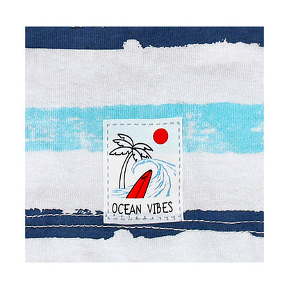 Playera Audaz para niño de algodón en  azul con estampado de franjas