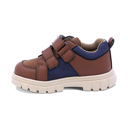 TENIS PARA NIÑO DE SINTÉTICO COLOR CAFÉ CLARO THUNDER CON DOBLE TIRA DE CONTACTO
