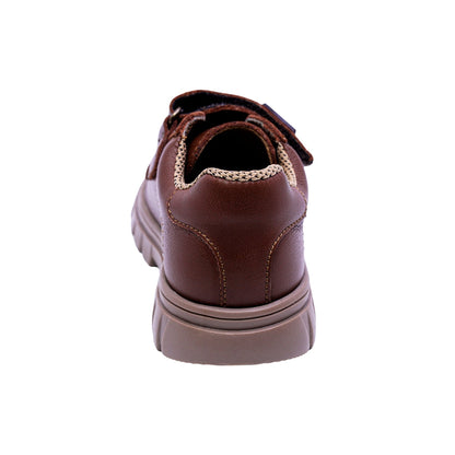 TENIS AUDAZ PARA NIÑO COLOR CAFÉ CLARO DE PIEL THUNDER CON TIRA DE CONTACTO