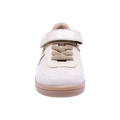 TENIS COQUETA PARA NIÑA COLOR ORO DE SINTÉTICO SMITH CON TIRA DE CONTACTO