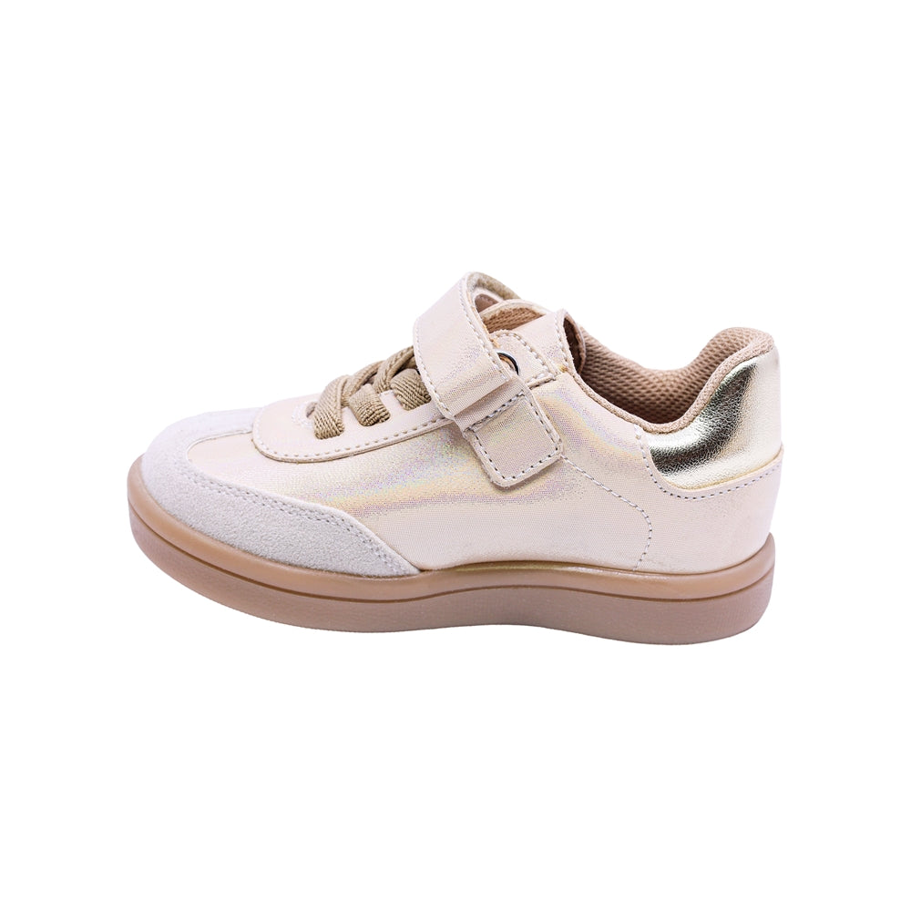 TENIS COQUETA PARA NIÑA COLOR ORO DE SINTÉTICO SMITH CON TIRA DE CONTACTO