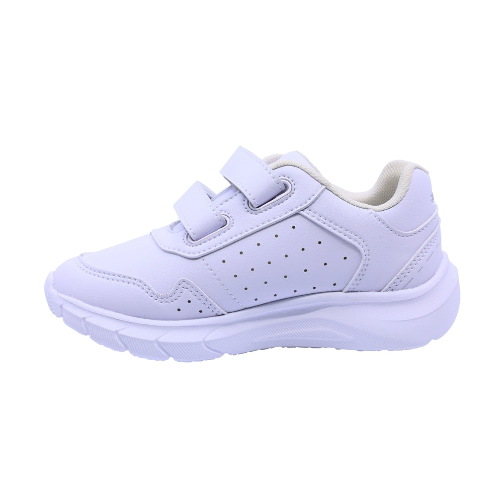 Tenis escolar Audaz para niño en sintético blanco Forty con doble tira de contacto