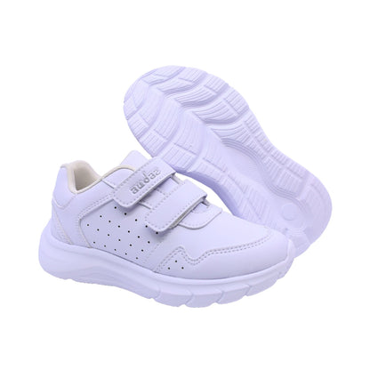 Tenis escolar Audaz para niño en sintético blanco Forty con doble tira de contacto