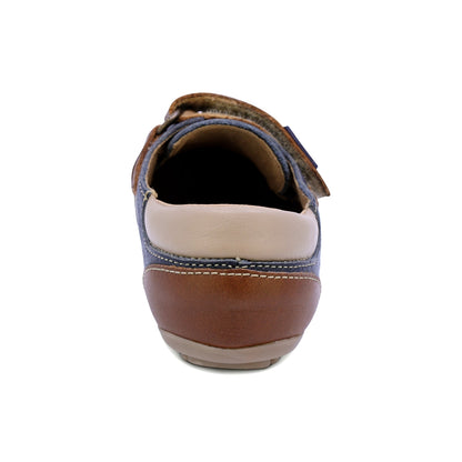 MOCASÍN AUDAZ PARA NIÑO DE PIEL COLOR AZUL MÁLAGA CON TIRA DE CONTACTO