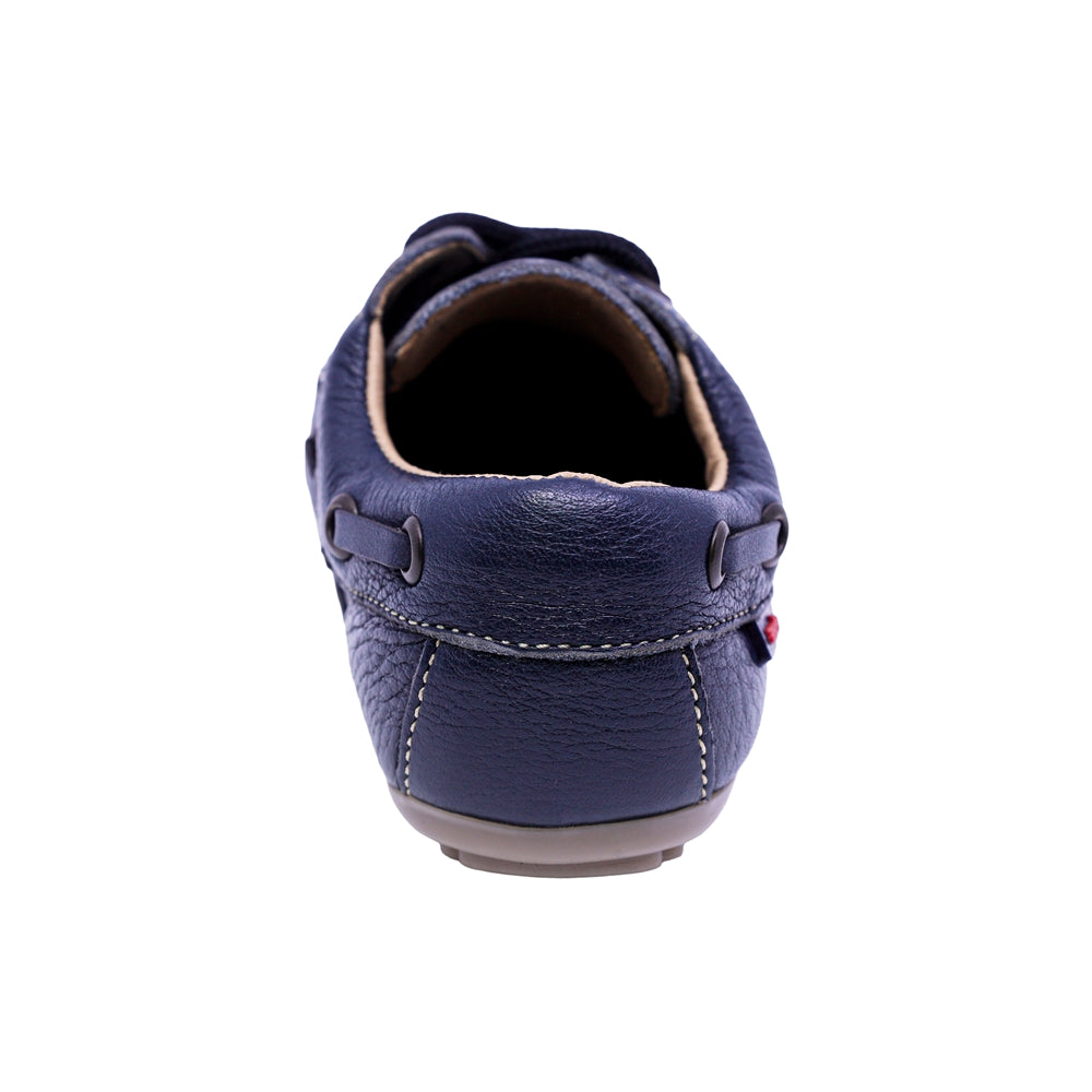 MOCASÍN AUDAZ PARA NIÑO COLOR AZUL DE PIEL MALAGA CON AGUJETA