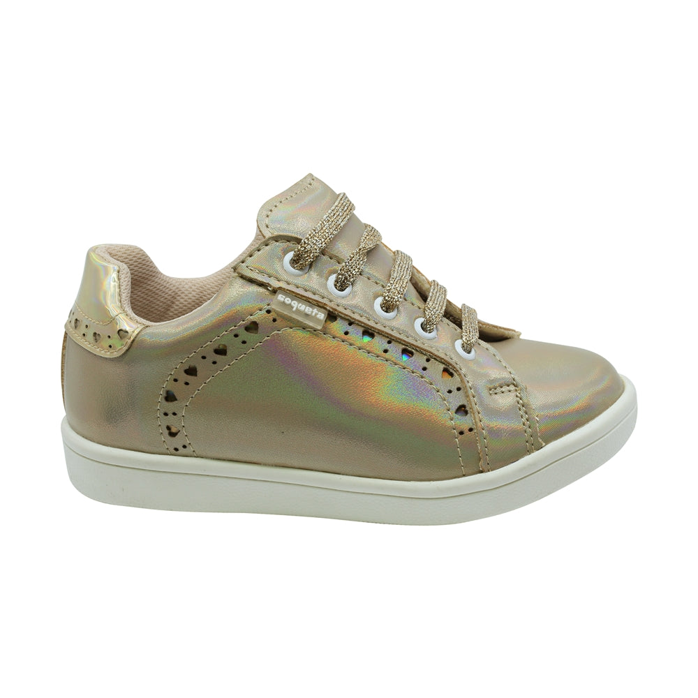 Tenis para Niña Coqueta material sintético color oro Smith y cinta ajustable
