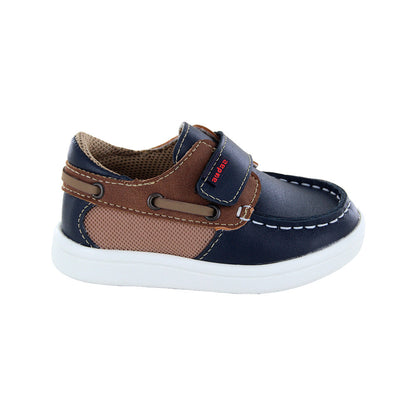 Zapato Audaz para niño en piel azul Smith con tira de contacto