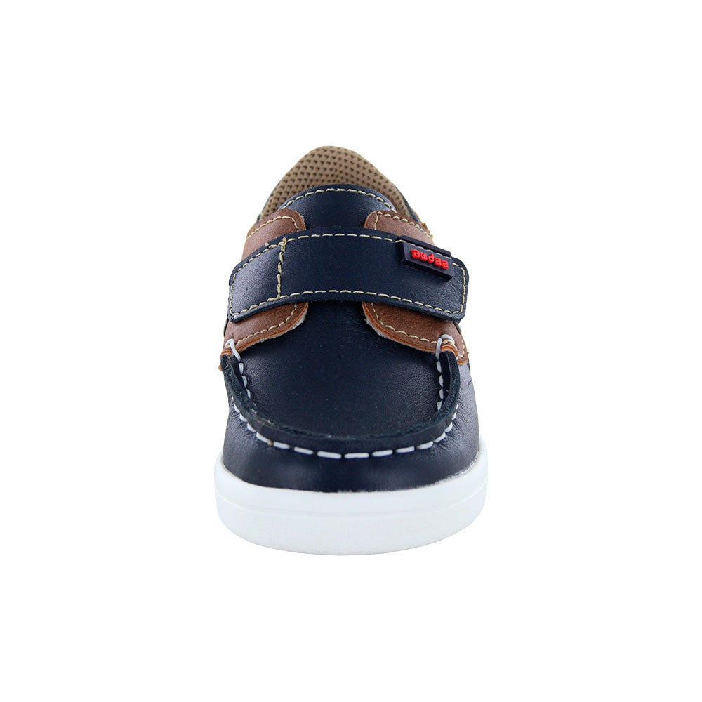 Zapato Audaz para niño en piel azul Smith con tira de contacto