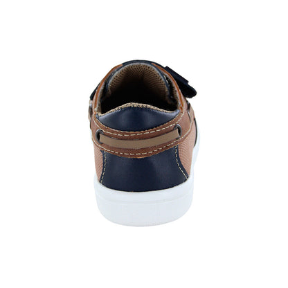 Zapato Audaz para niño en piel azul Smith con tira de contacto