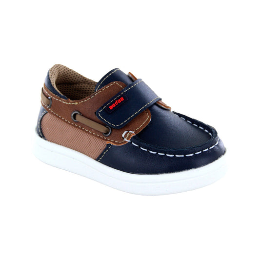 Zapato Audaz para niño en piel azul Smith con tira de contacto
