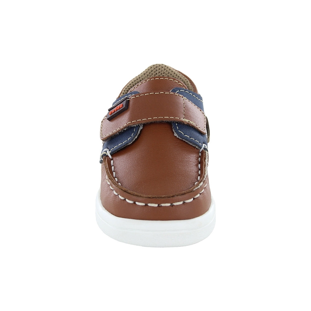 Mocasín Audaz para niño en piel miel Smith con tira de contacto