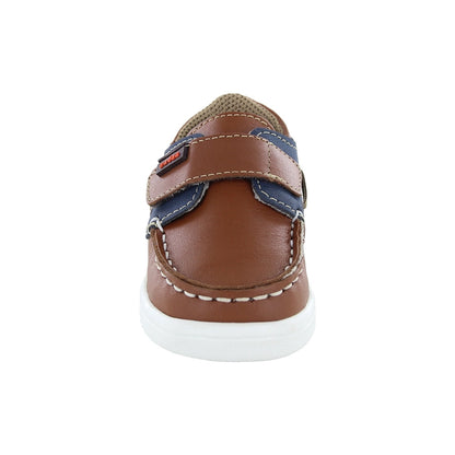Mocasín Audaz para niño en piel miel Smith con tira de contacto
