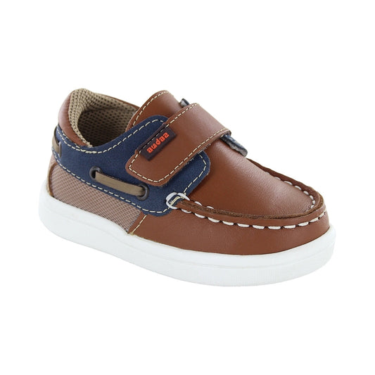 Mocasín Audaz para niño en piel miel Smith con tira de contacto