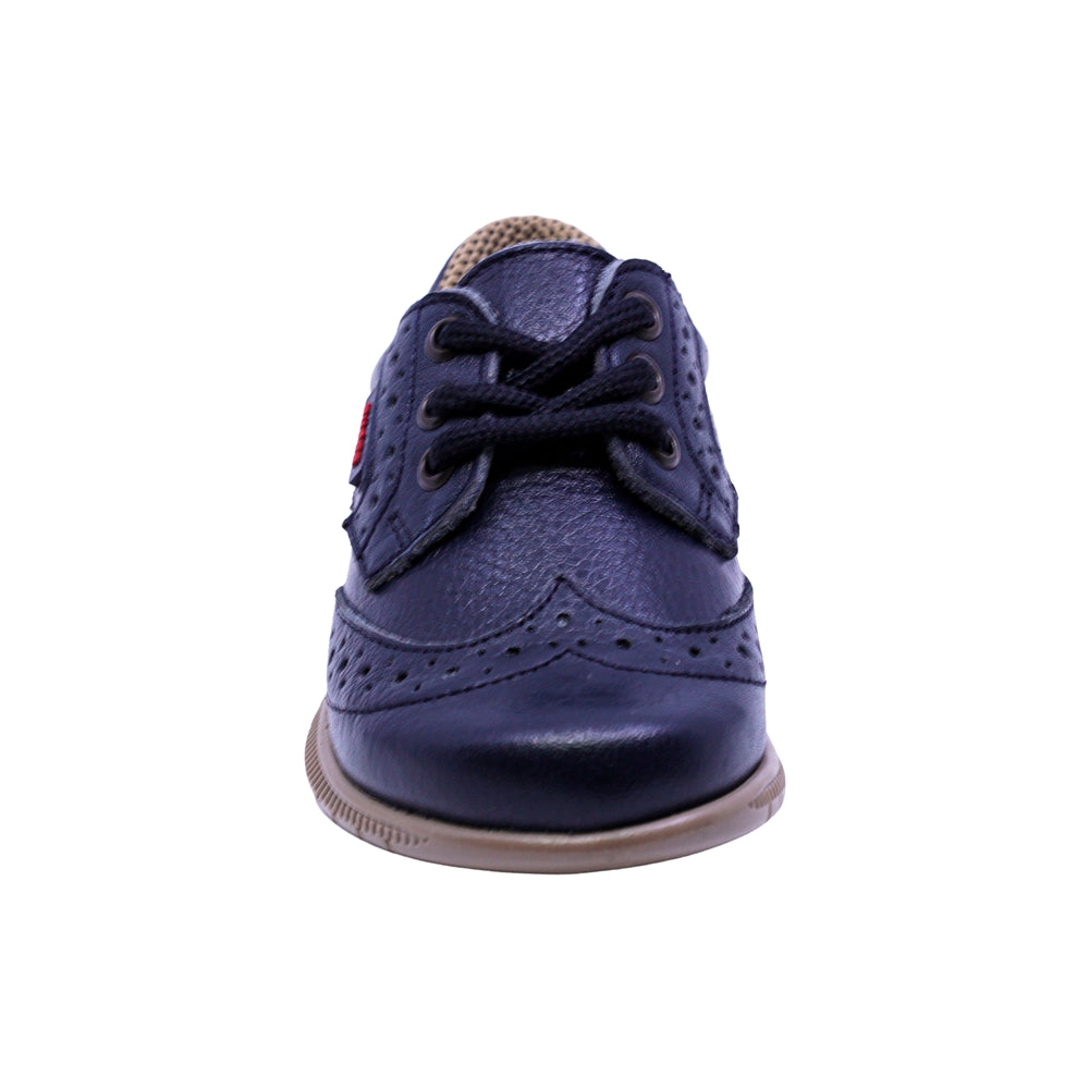 ZAPATO AUDAZ PARA NIÑO COLOR AZUL DE PIEL CLICK CON AGUJETA