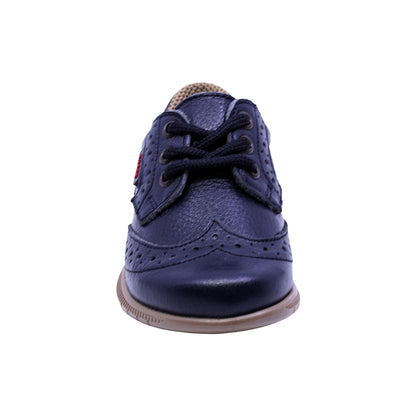 ZAPATO AUDAZ PARA NIÑO COLOR AZUL DE PIEL CLICK CON AGUJETA