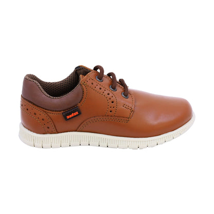 Zapato Audaz para niño en piel café claro Click con perforaciones decorativas