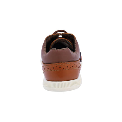 Zapato Audaz para niño en piel café claro Click con perforaciones decorativas