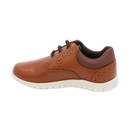 Zapato Audaz para niño en piel café claro Click con perforaciones decorativas