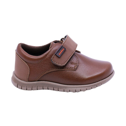 ZAPATO AUDAZ PARA NIÑO COLOR CAFÉ CLARO DE PIEL CLICK CON TIRA DE CONTACTO
